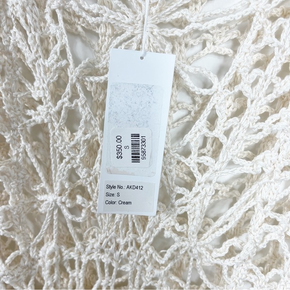 Anna Kosturova Handmade Crochet Knit Long Sleeve Maxi Dress Size Small NWT Cream - Picture 6 of 12